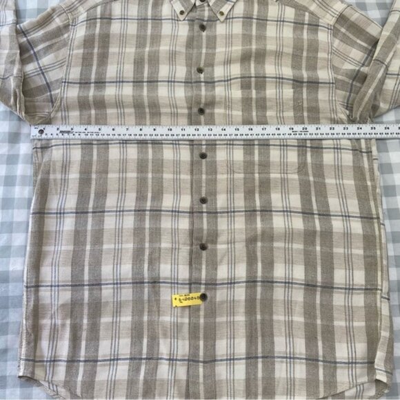 Vintage McNeal shirt button down plaid neutral beige white 100% cotton Large - Picture 9 of 10